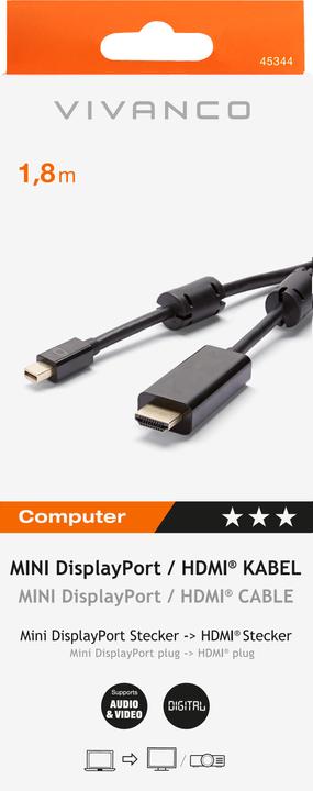 Actual product image Vivanco Mini DisplayPort (1.80 m, HDMI)