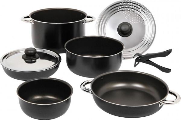 Produktbild Berger Topfset Aluminium stapelbar schwarz 9-tlg. (42 cm, Pfannenset + Topfset, Aluminium)