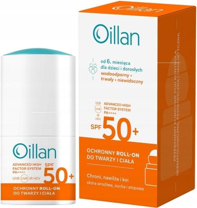 Oceanic Oillan Protective Roll-On Sunscreen für Kinder und Erwachsene ab 6 Monaten Spf50 50 Ml (Sonnencreme, SPF 50+, 50 ml)