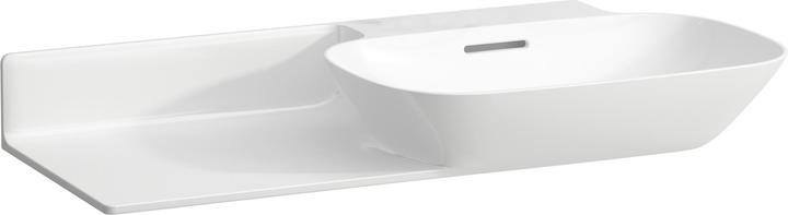 Actual product image Laufen INO washbasin, without tap hole, with overflow, ceramic shelf left, 900x450mm, H813301 (425 mm, 900 mm)