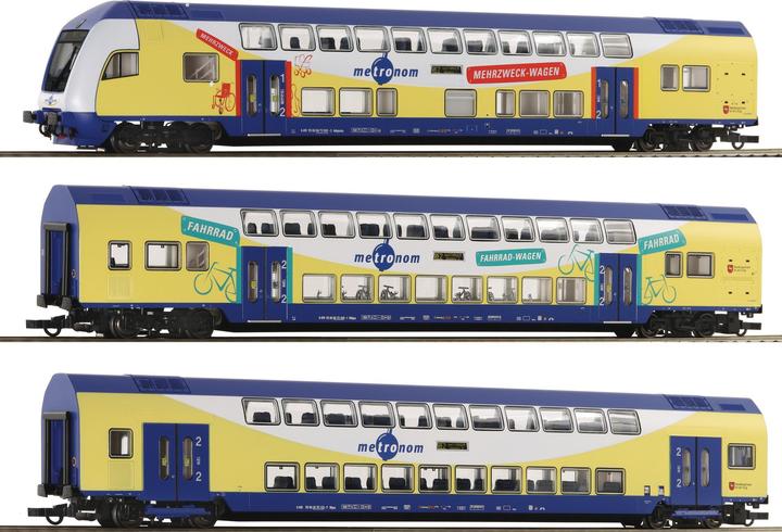 Actual product image Roco H0 Ro Set of 3 double-decker coaches, Metronom (Track VI)