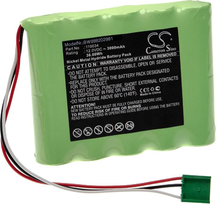 Actual product image XCell Medical technology battery as replacement for Hellige 110034 - 3000mAh, 12V, NiMH (12 V, 3000 mAh)