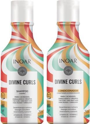 Inoar Divine Curls Haarpflegeset Shampoo und Spülung 250ml (250 ml, Flüssiges Shampoo)