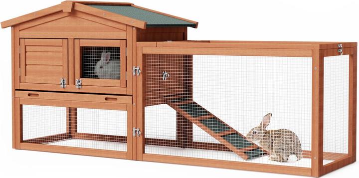 Actual product image Wiltec XXL rabbit hutch 1560x520x680mm free-range enclosure Rabbit cage Small animal hutch
