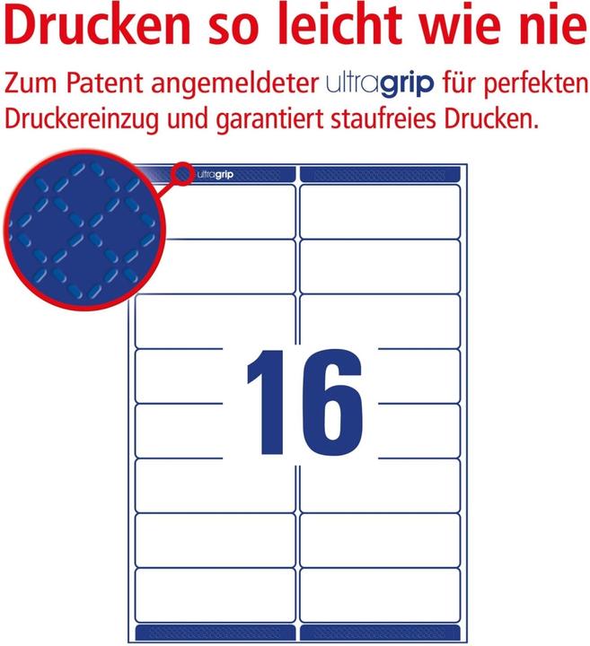 Image du produit Avery Etiquettes d'adresse 99.1x33.9mm L7162-100 weiss 1600 Stk./100 Blatt