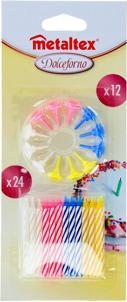Image du produit Metaltex Bougies d'Anniversaire - 24 Bougies + 12 Supports (24 x)