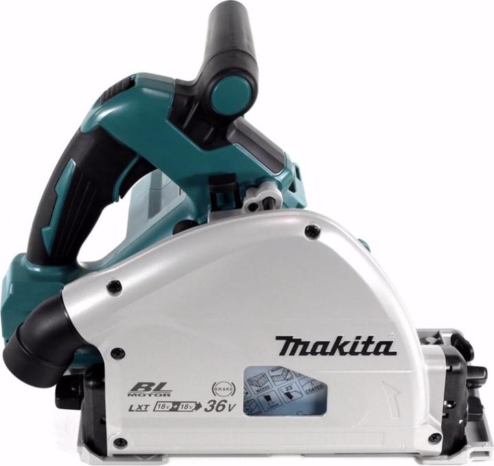 Actual product image Makita DSP 600 ZJ Battery Plunge Saw 36V (2x 18V) Brushless + 2x Guide Rail + Screw Clamps +