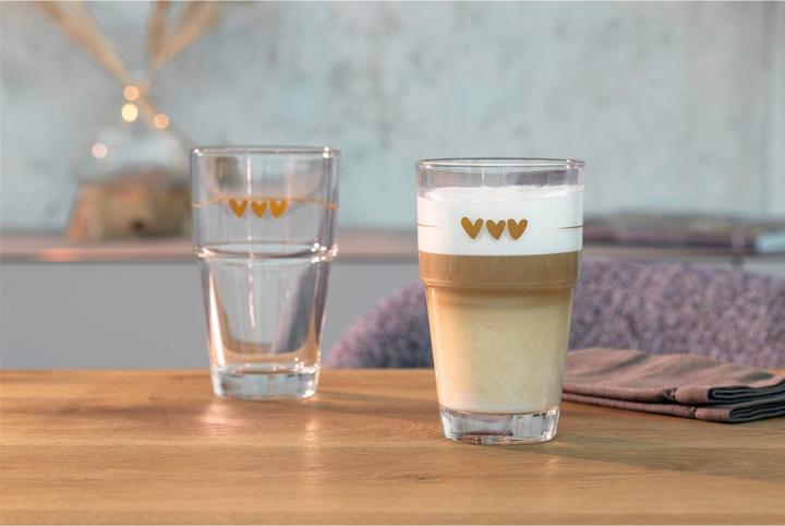 Actual product image Leonardo Latte Macchiato Glass Napoli Heart 410 ml, Transparent (410 ml, 2 x)