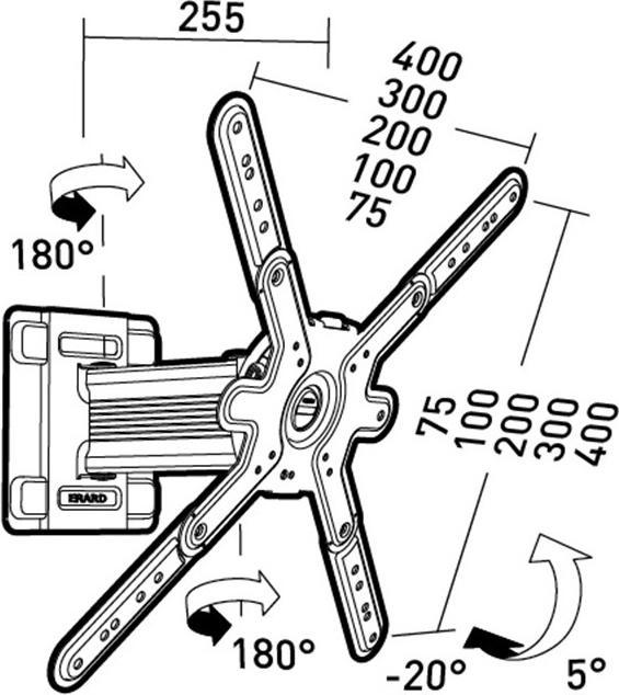 Immagine prodotto Erard CLIFF 400TW45 supporto girevole a parete per TV 30-65 pollici (Muro, 55", 30 kg)