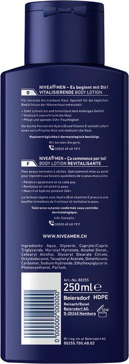 Actual product image Nivea Men Vitalisierende Body Lotion (Body cream, 250 ml)