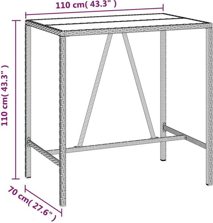 Image du produit VidaXL Set bar de jardin 7 pièces avec coussins Marron Poly rotin (48 cm)