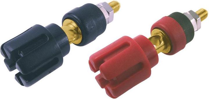Produktbild Rs Pro 4mm Polklemme Vergoldet, Schwarz, Rot / 30A (Prüfspitze)