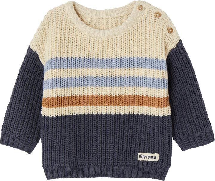 Vertbaudet Gestreifter Jungen Baby Pullover mit Knöpfen Oeko-Tex