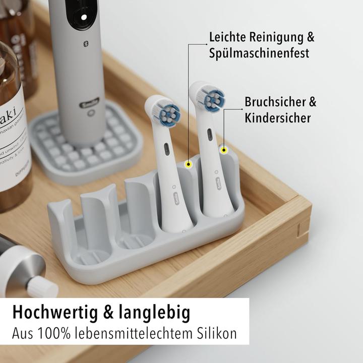 Produktbild Qikfresh Aufsteckbürstenhalter 4er Grau (Zahnbürstenhalter)