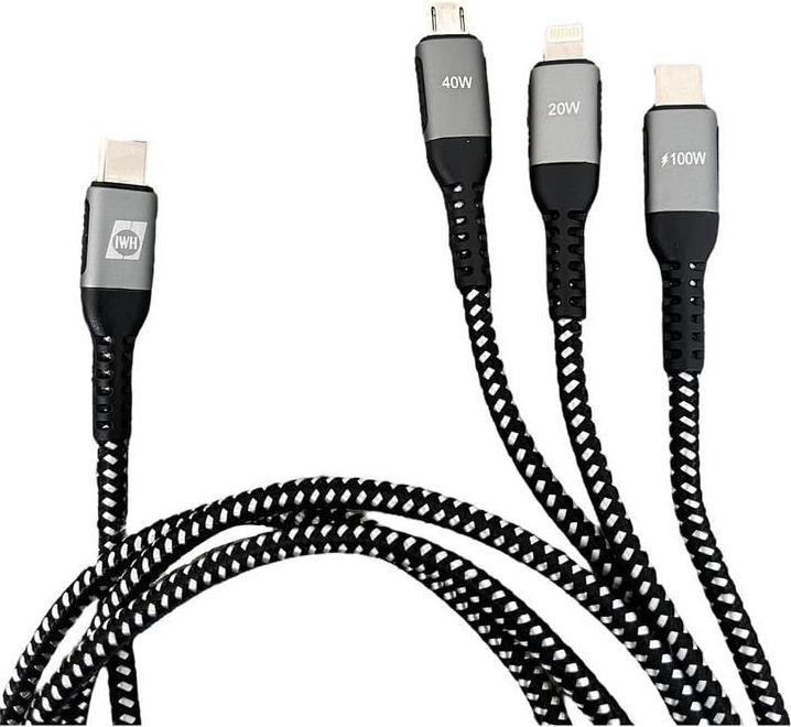 Produktbild IWH USB-Ladekabel USB-C®, USB-Micro-A Buchse, Apple Lightning Stecker 1.2 m 0 (1.20 m, USB 3.0)