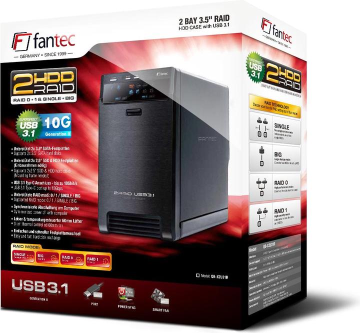 Immagine prodotto Fantec QB-X2U31z 2 x 3.5 SATA Raid HDD USB 3.1 (3.5")