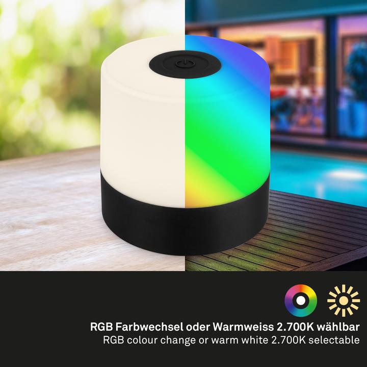 Produktbild Briloner Akku RGB LED Tischleuchte, schwarz, 1xLED/1,5W (100 lm)