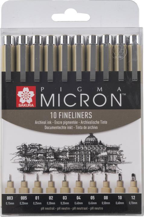 Actual product image Sakura Fibre pen Pigma Micron (Black, 10 x)