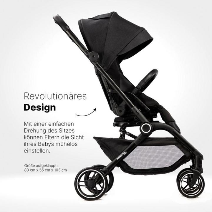 Produktbild Hamilton by yoop Kinderwagen T1 Schwarz – Premium Buggy mit MagicFold™ 360Grad drehbar