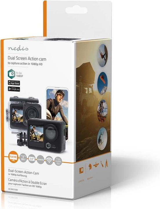 Actual product image Nedis Action Cam | Dual screen | 1080p@30fps | 12 MPixel | Waterproof up to: 30.0 m | 70 min | (30p, Wi-Fi)