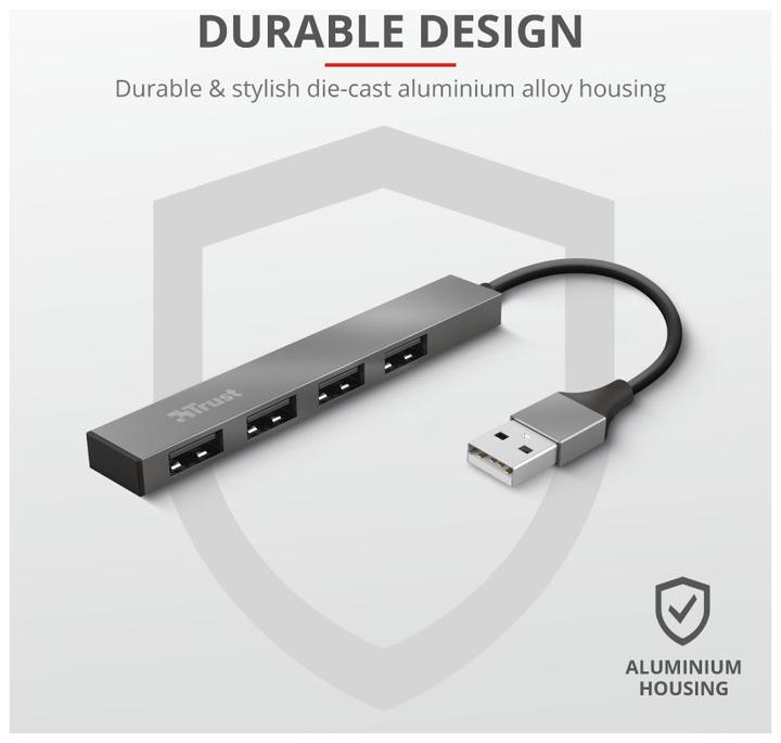 Produktbild Trust I/O-HUB MINI-USB 4PORT/23786 (USB-A, 4 Ports)
