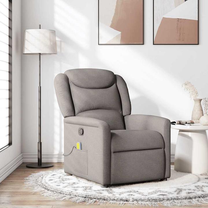 Immagine prodotto VidaXL Poltrona massaggiante Tessuto Taupe Poltrona TV massaggiante Poltrona con funzione massaggio