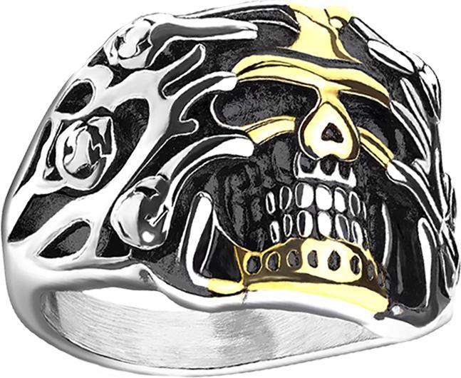Immagine prodotto Star Piercing Anello teschio in argento con tralci di rosa (60, 950 Platino)