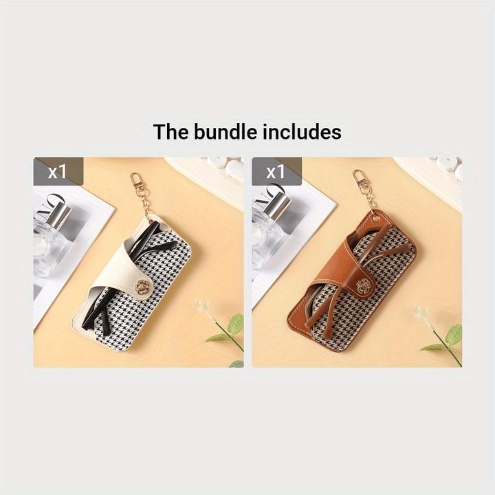 Only-Bags.Store Einfaches Brillenetui aus PU-Leder mit Kette - modernes und minimalistisches Design für Tragbarkeit