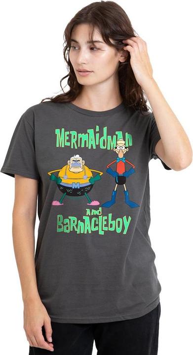 Immagine prodotto Spongebob Squarepants Maglietta L'Uomo Sirena e il Ragazzo Barnacle Adulto Unisex (M)