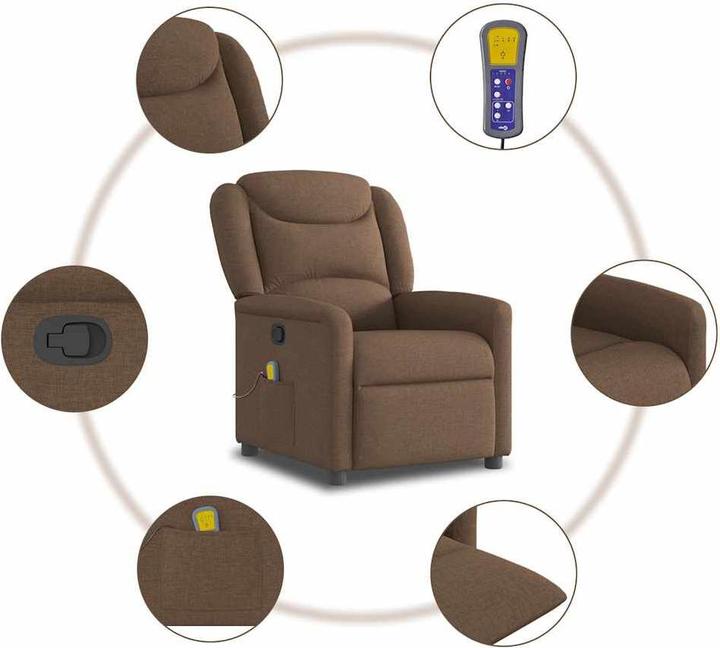 Productafbeelding VidaXL Massagefauteuil Bruine stof Massage TV-fauteuil Fauteuil met massagefunctie