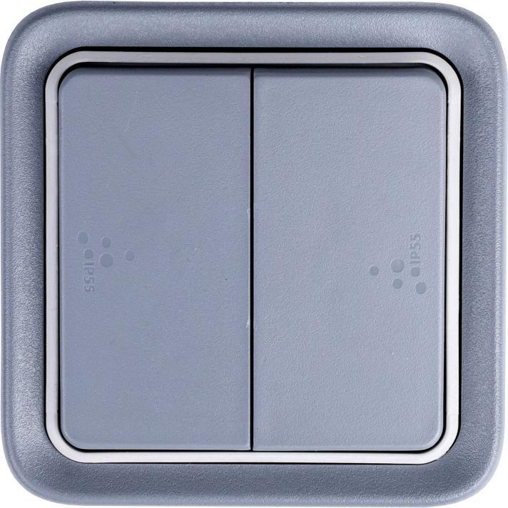 Actual product image Legrand Plexo55 Rocker switch double change damp-proof surface-mounted grey 069715