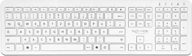 Produktbild Delock USB Tastatur 2,4 GHz kabellos weiss (flach) (DE, Kabelgebunden)