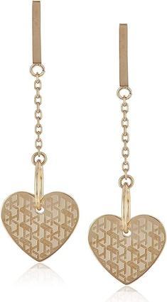Tommy Hilfiger Gold-plated steel earrings with heart pendant TH2780303 (L)