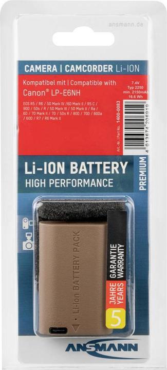 Actual product image Ansmann Rechargeable battery camera A-Can LPE6 NH Canon EOS (Rechargeable battery)
