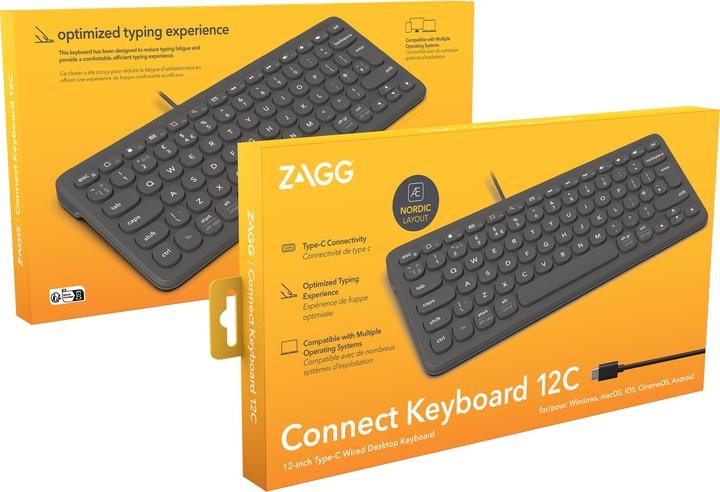 Actual product image Zagg Connect 12C keyboard USB QWERTY Danish, Finnish, Icelandic, Norwegian, Swedish Black (Eng. Int., Cable)