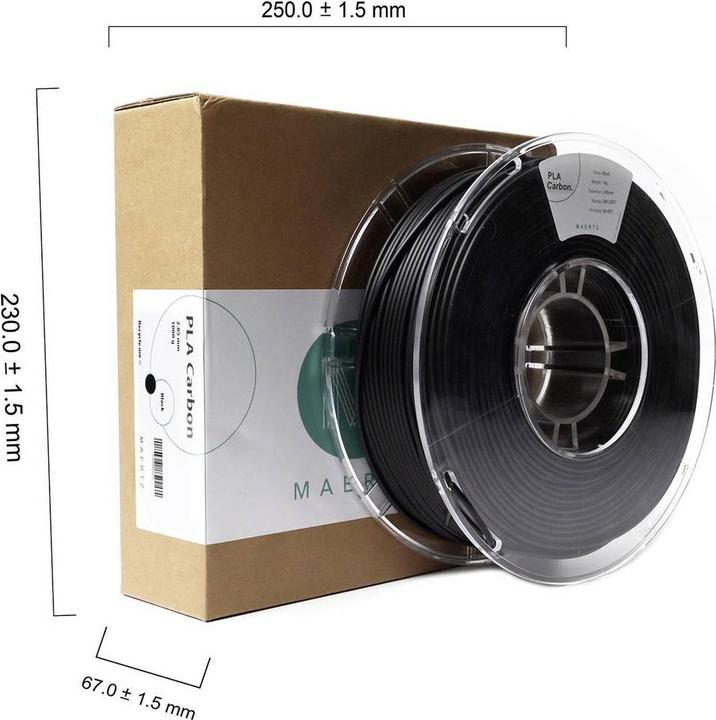 Image du produit Maertz PMMA-1023-002 PMMA-1023-002 Filament PLA Carbon résistant à la chaleur, haute rigidité. (Carbone, 2.85 mm, 1000 g, Noir)