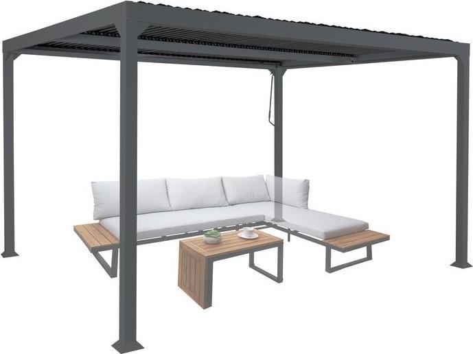 Actual product image Mendler Aluminium pergola HWC-L41, sturdy 8cm metal frame 3x3.7m, anthracite (306 cm, 368 cm)