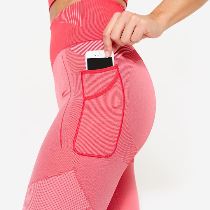 Immagine prodotto Domyos Leggings Damen seamless hohe Taille - rot/rosa (XS)