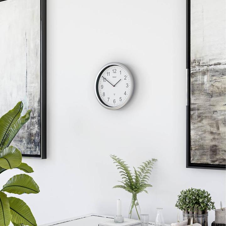Image du produit Mebus 19809 Horloge murale radiofréquence blanc/argent (25 cm)
