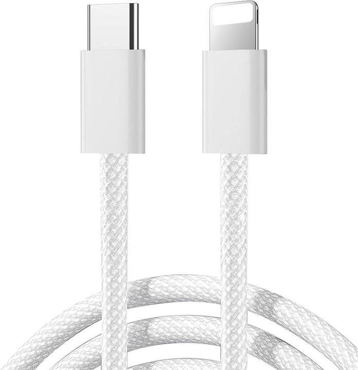 Actual product image Joyroom S-A45 Ben Series 30W Cable (USB-C - Lightning) Braided 1m - White (1 m, USB 3.2 Gen 1)