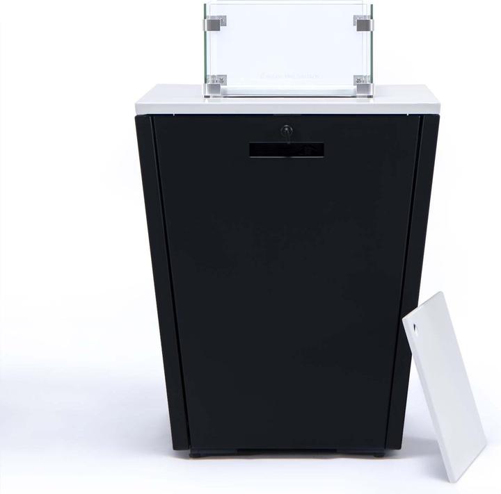 PureHaven Fire bowl Aluminium frame Tempered glass White table top Weather & rust resistance