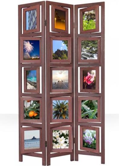 Produktbild Homestyle4u 3 fach Paravent Raumteiler Holz Trennwand in braun Foto Fotowand