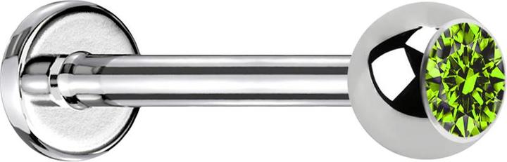 Actual product image Star Piercing Micro Labret silver with ball crystal light green (without brass, Surgical steel 316L)