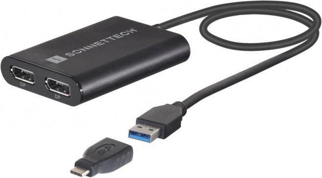 Sonnet Dual 4K 60Hz DisplayPort Adapter for M1 Thunderbolt Macs *New (USB-C, USB-A, 30 cm)