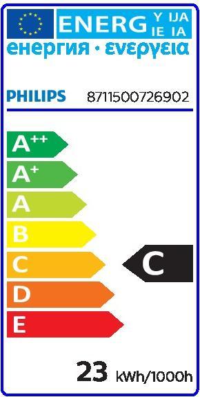 Energie-Label Philips TL-D farbig-Fluorescent lamp- 871150072690240 (G13, 18 W, 400 lm, 1 x, C)