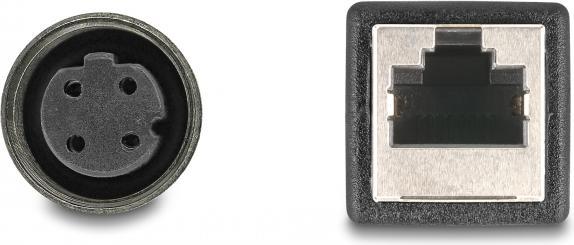 Image du produit Delock Câble adaptateur M12 D-codé 4 broches femelle vers RJ45 femelle (S/FTP, CAT5e, 0.50 m)