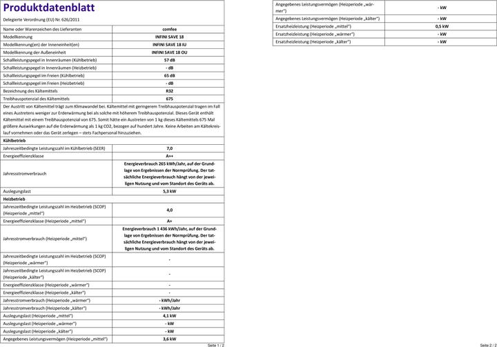 Produktbild Comfee Infini Save 18 (32 m², 18000 BTU/h)