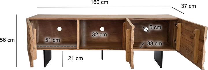 Actual product image FineBuy TV Schrank Lowboard 160 cm Holz Massiv Fernsehkommode Fernsehschrank