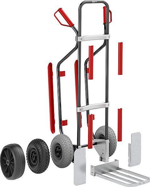 Produktbild eurokraft pro Sackkarre GO mit Kufen, blau, Schaufel-BxT 280x250 mm, blau, Luftbereifung (200 kg)