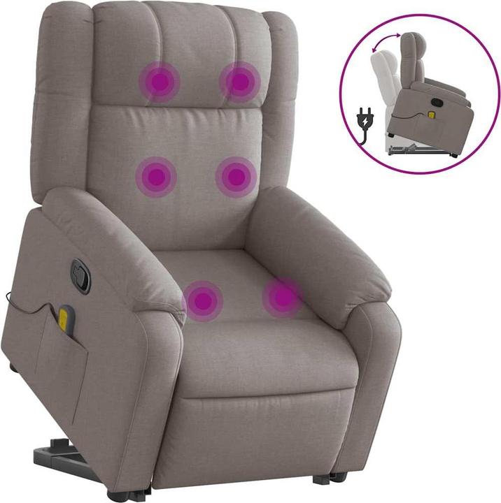 Immagine prodotto VidaXL Poltrona massaggiante Poltrona stand-up Poltrona TV Poltrona relax Poltrona Tessuto Taupe